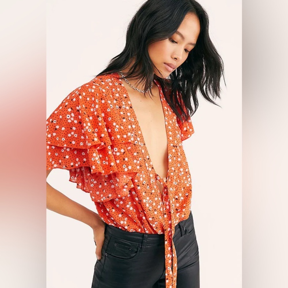Intimately Free People Call Me Later Printed Bodysuit Top